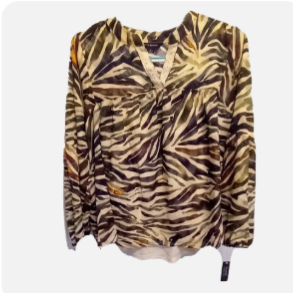 NEW Zac & Rachel Animal Print Blouse w/ Cami Size Large